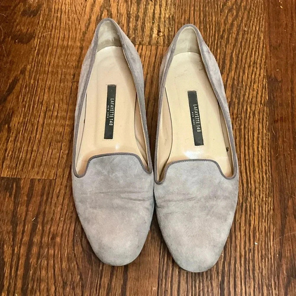 Lafayette 148 New York 'Siena'  Grey suede loafer - Picture 1 of 3